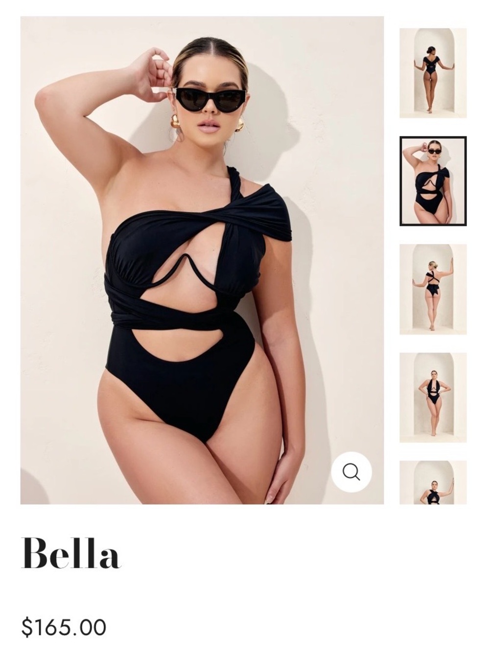 Bella One-Shoulder Cutout One-Piece Swimsuit - Black